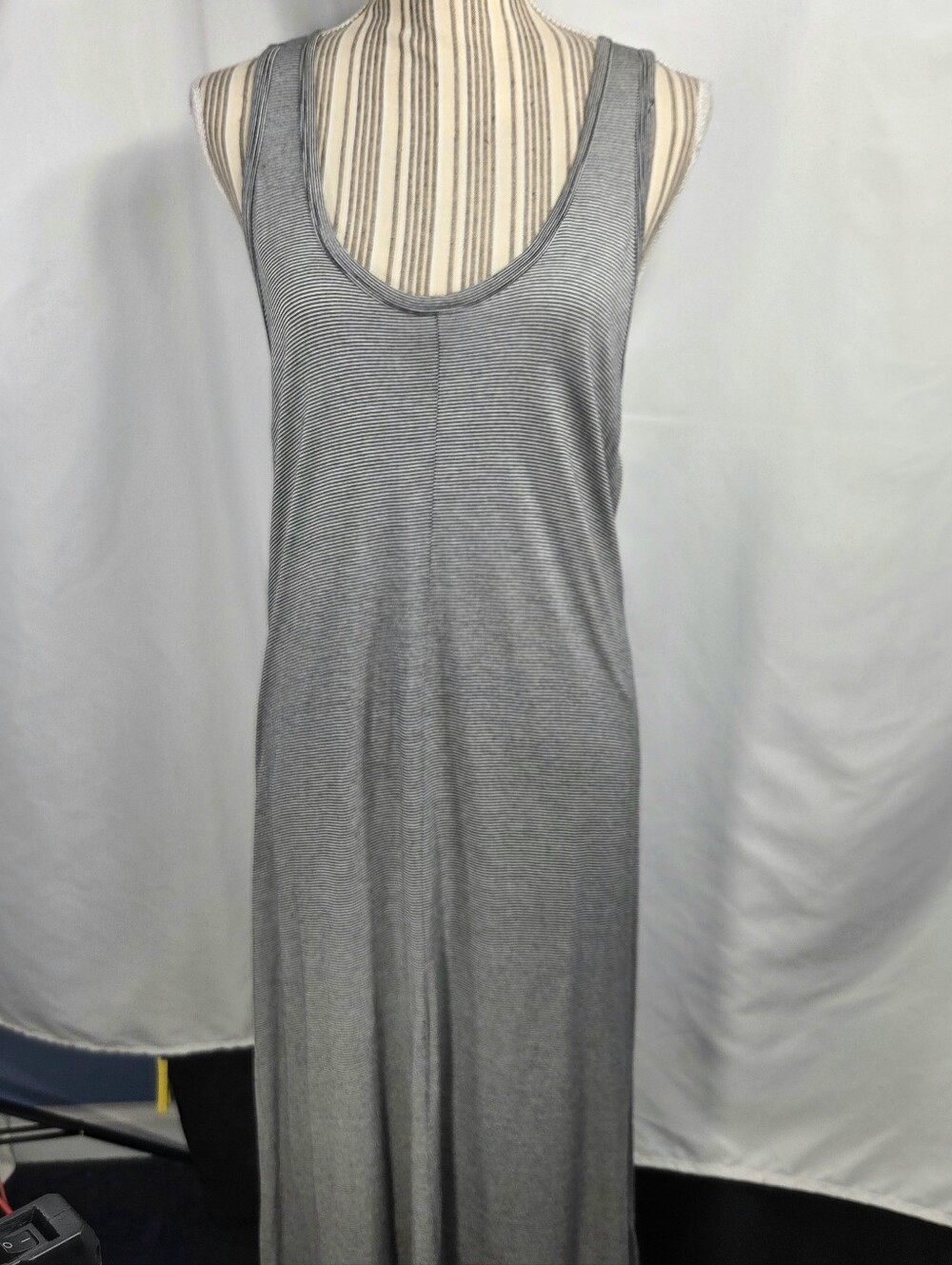 Joe Fresh Black White Striped Racerback Sleeveless Slinky Long Dress Size XLarge